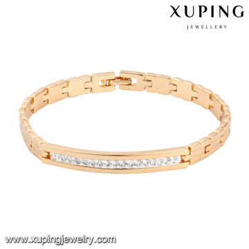 71311 brazalete de tenis de circonio chapado en oro 18k de latón chapado en oro